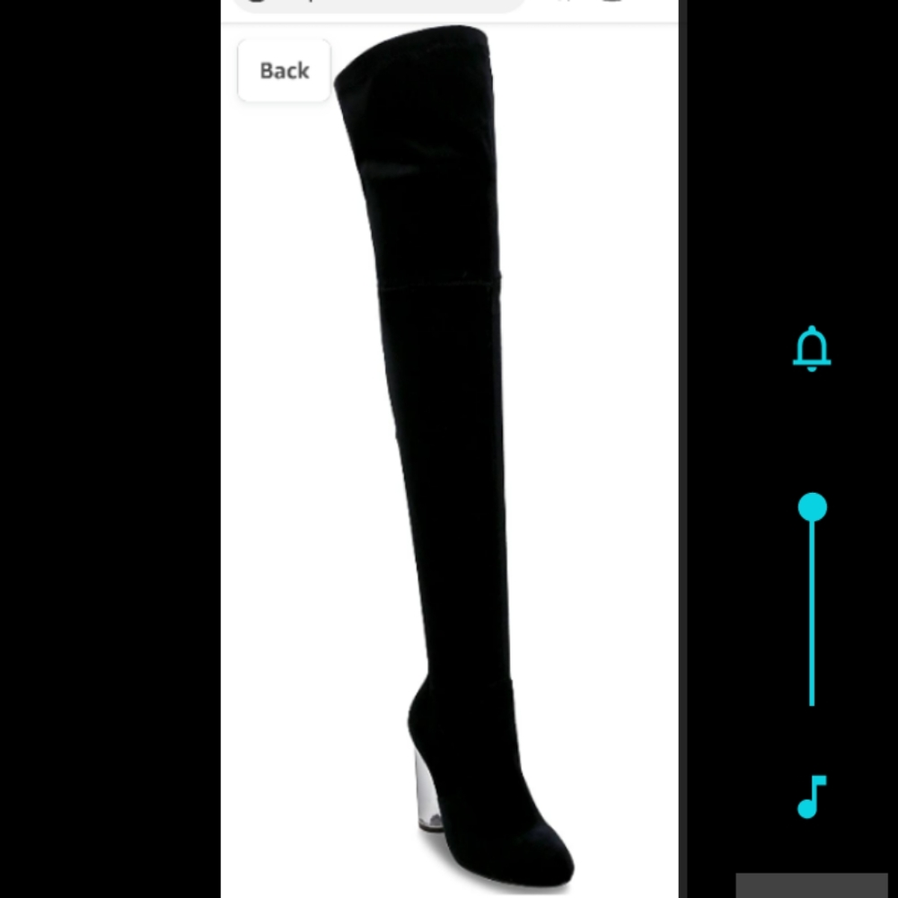 Olivia Miller thigh high velvet lucite heel NIB black boot sz 8.5 unavailable on